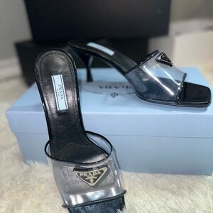 Prada Black and Silver Women's Heels